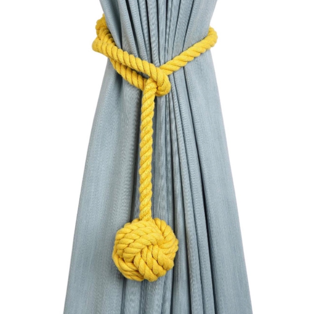 Luxury Home | Set of 2 Yellow Boho Chic Nautical Knotted Rope Curtain Tie Backs